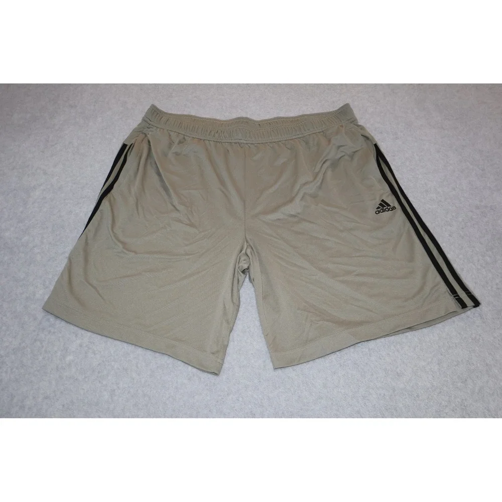 Adidas Shorts Men 2XL Green 3-Stripe Athletic Gym Training Workout 9